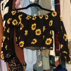 NWOT Black Sunflower Off-Shoulder Blouse